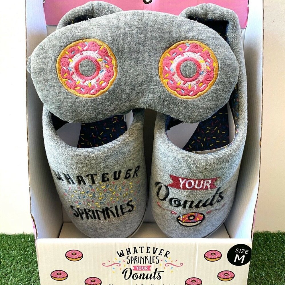 Whatever Sprinkles Your Donuts Slipper & Eye Mask